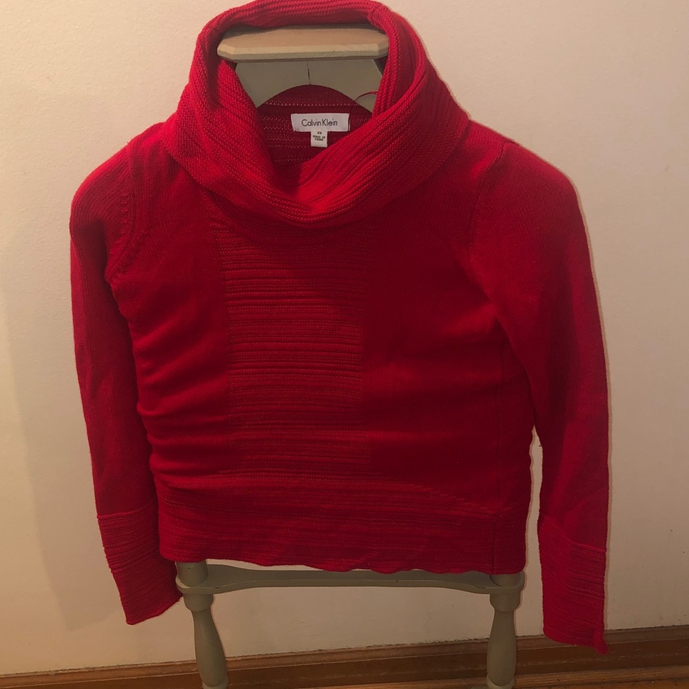 Calvin Klein Women's Bold Red Cowl Neck Sweater